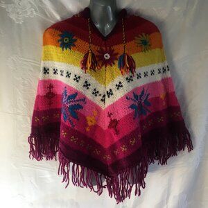 Justo Fair Trade Clothing Co. By Highlander Organic Wool Women's Sz Small Poncho